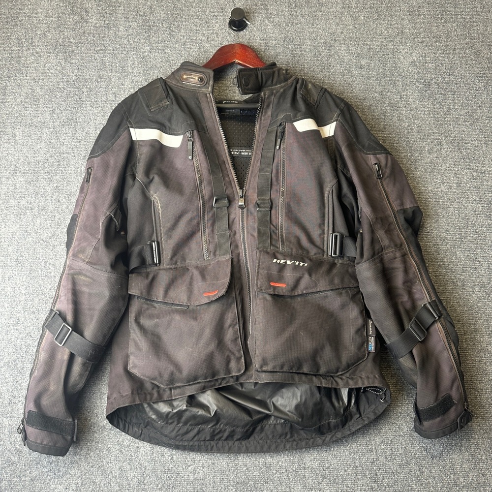 REV'IT! Sand 3 Motorcycle Jacket Mens L Black Armor Adventure Touring FJT228